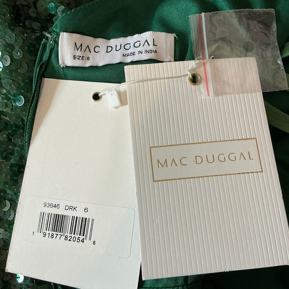 Mac Duggal 93646 Green Cocktail Party Dress Sequined V-Neck Mini Sheath Size 6 - Picture 11 of 13